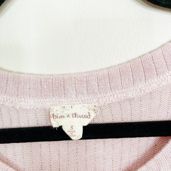 Hem & Thread Ribbed Sleeveless Tank Top Asymmetrical Side Tie Pink Purple Small - Picture 8 of 10